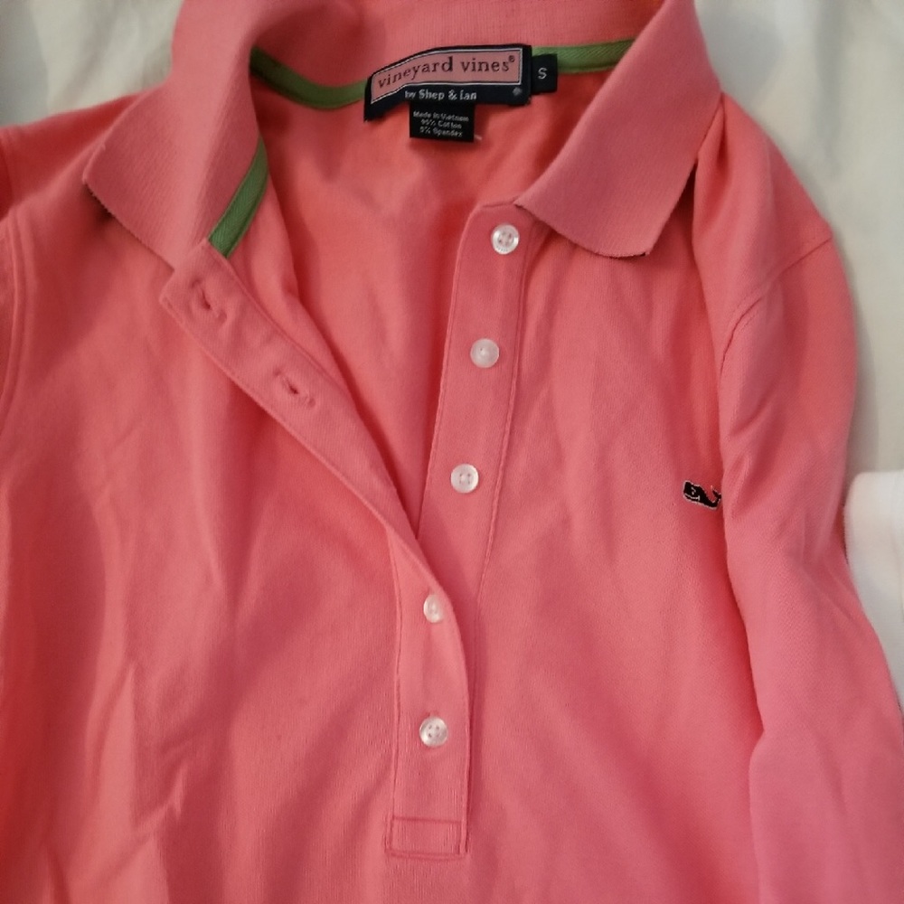 Long Sleeve Salmon Pink Polo